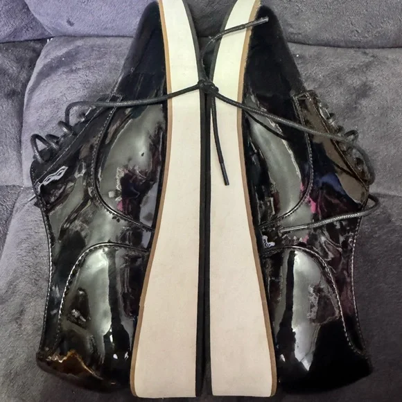 Apt 9 Black Platform Lace Up Faux Patent Leather Shoes 8.5 - Picture 11 of 12